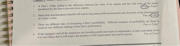 1. A firm's Value Added is the difference between
