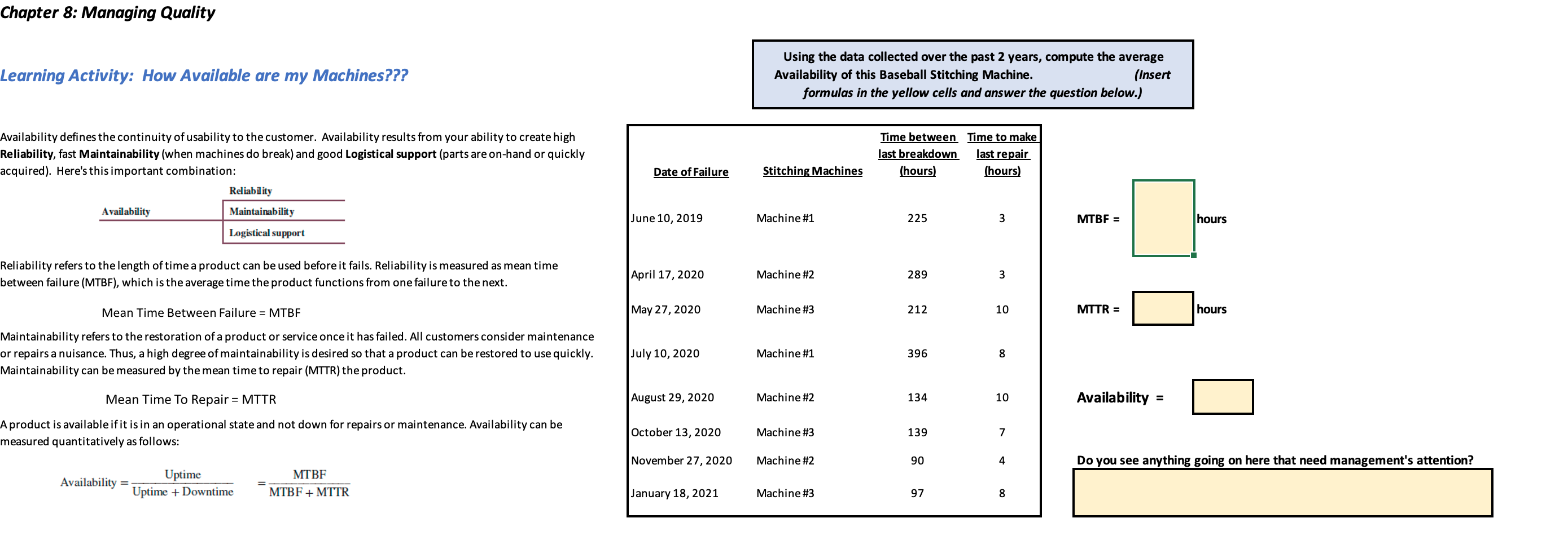 Chapter 8: Managing Quality Learning Activity: