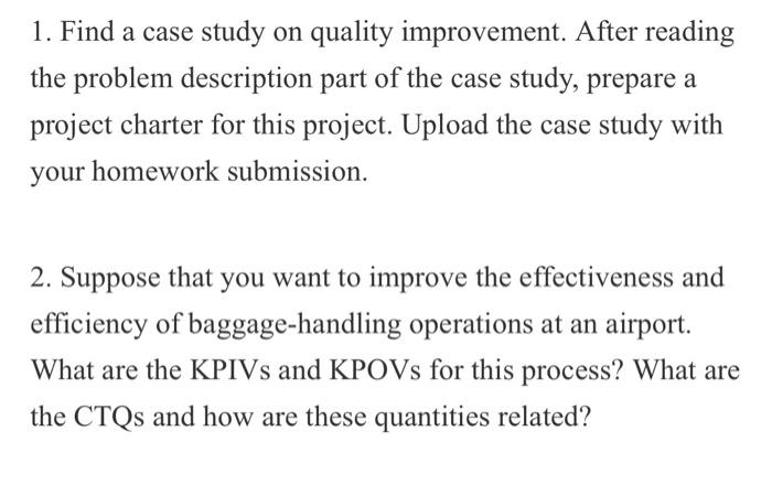 1. Find a case study on quality improvement.