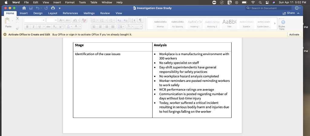 Word File Edit View Insert Format Tools Table