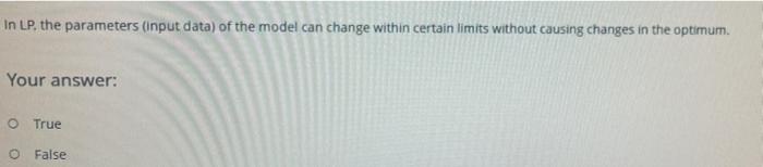 In LP. the parameters (input data) of the model