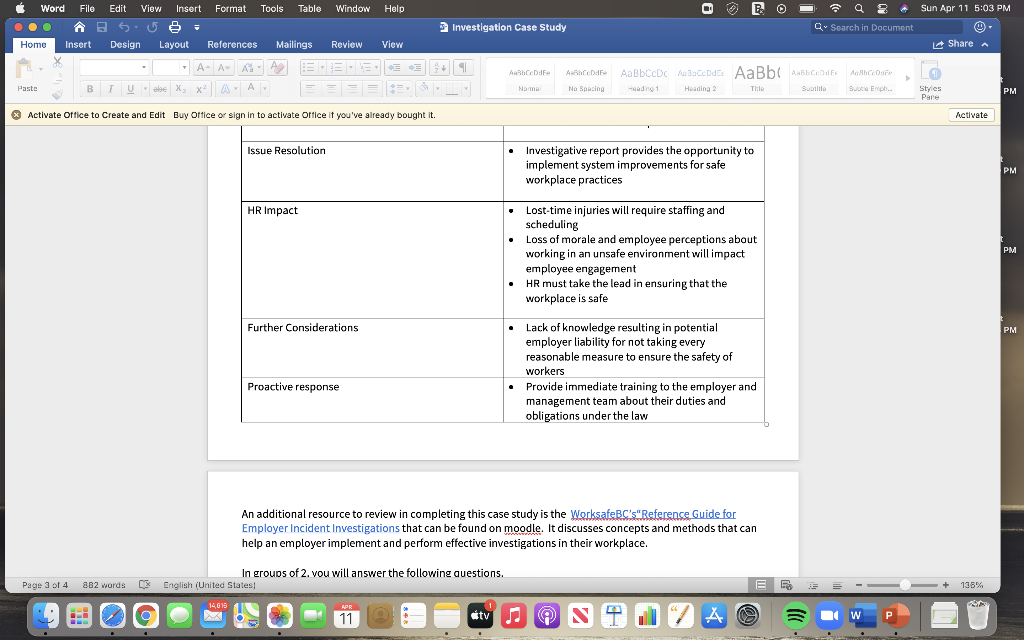 Word File Edit View Insert Format Tools Table