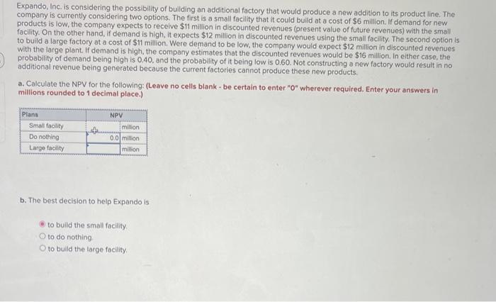 Expando, Inc. is considering the possibility of