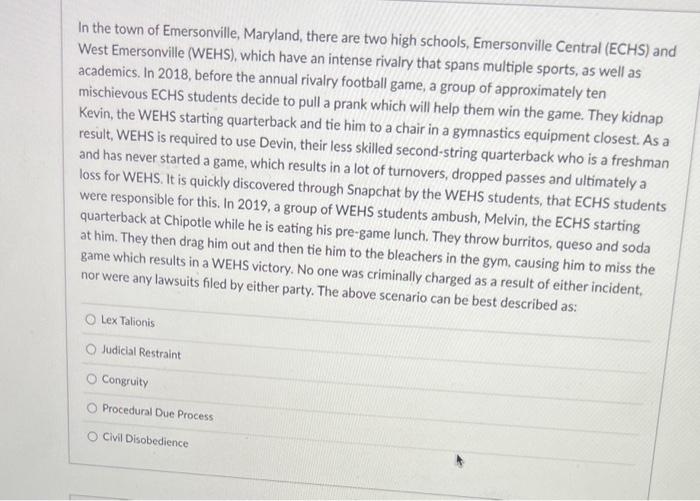 In the town of Emersonville, Maryland, there are