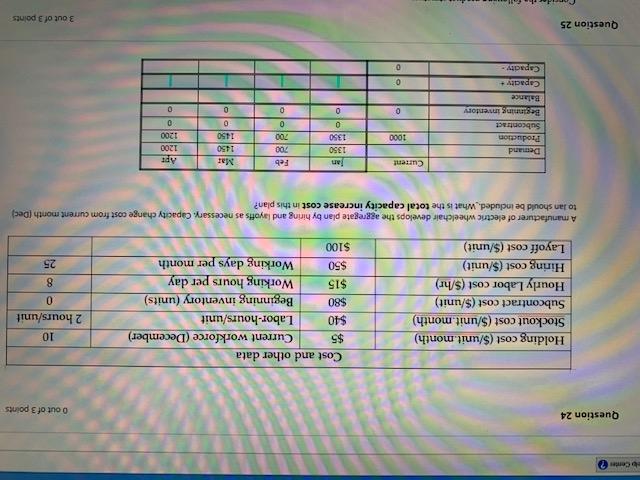 Cente Question 24 O out of 3 points Cost and