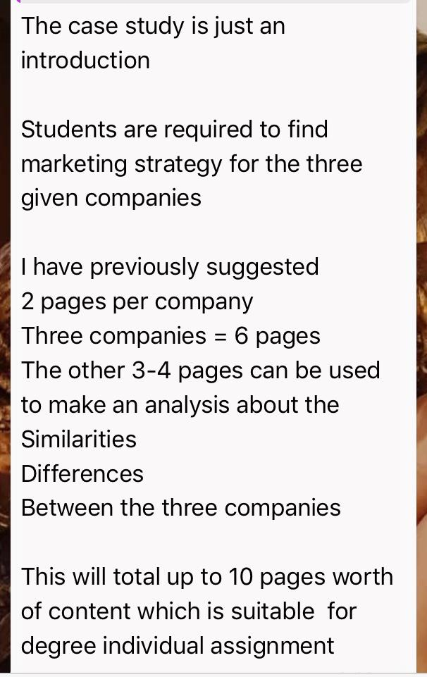 The case study is just an introduction Students