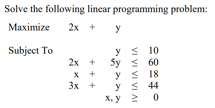 Solve the following linear programming problem:
