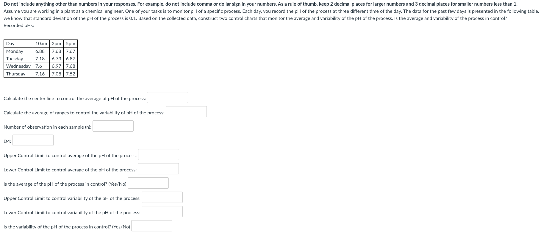 Do not include anything other than numbers in