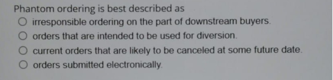 Phantom ordering is best described as O