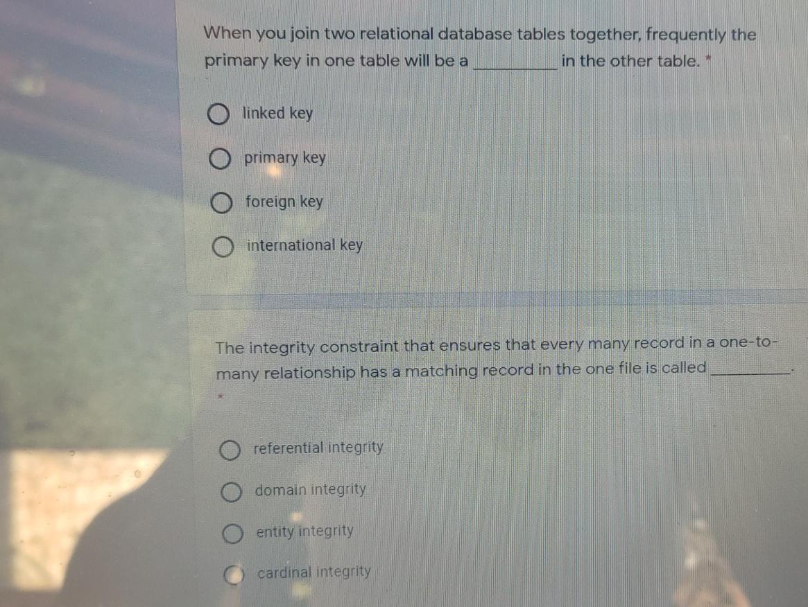 When you join two relational database tables