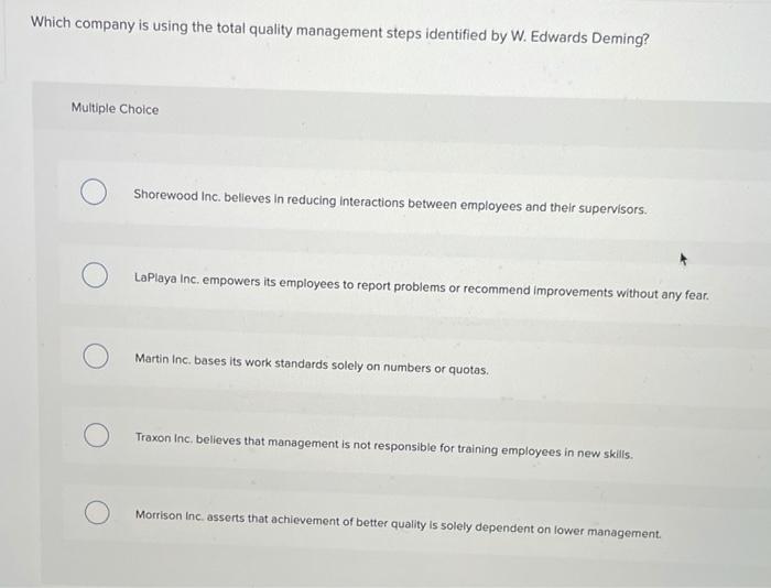 Which company is using the total quality