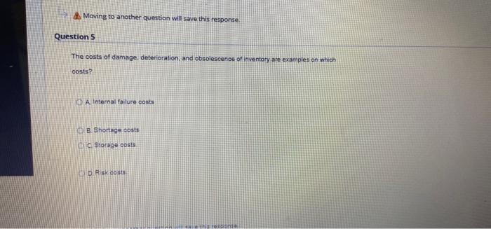 Moving to another question will save this