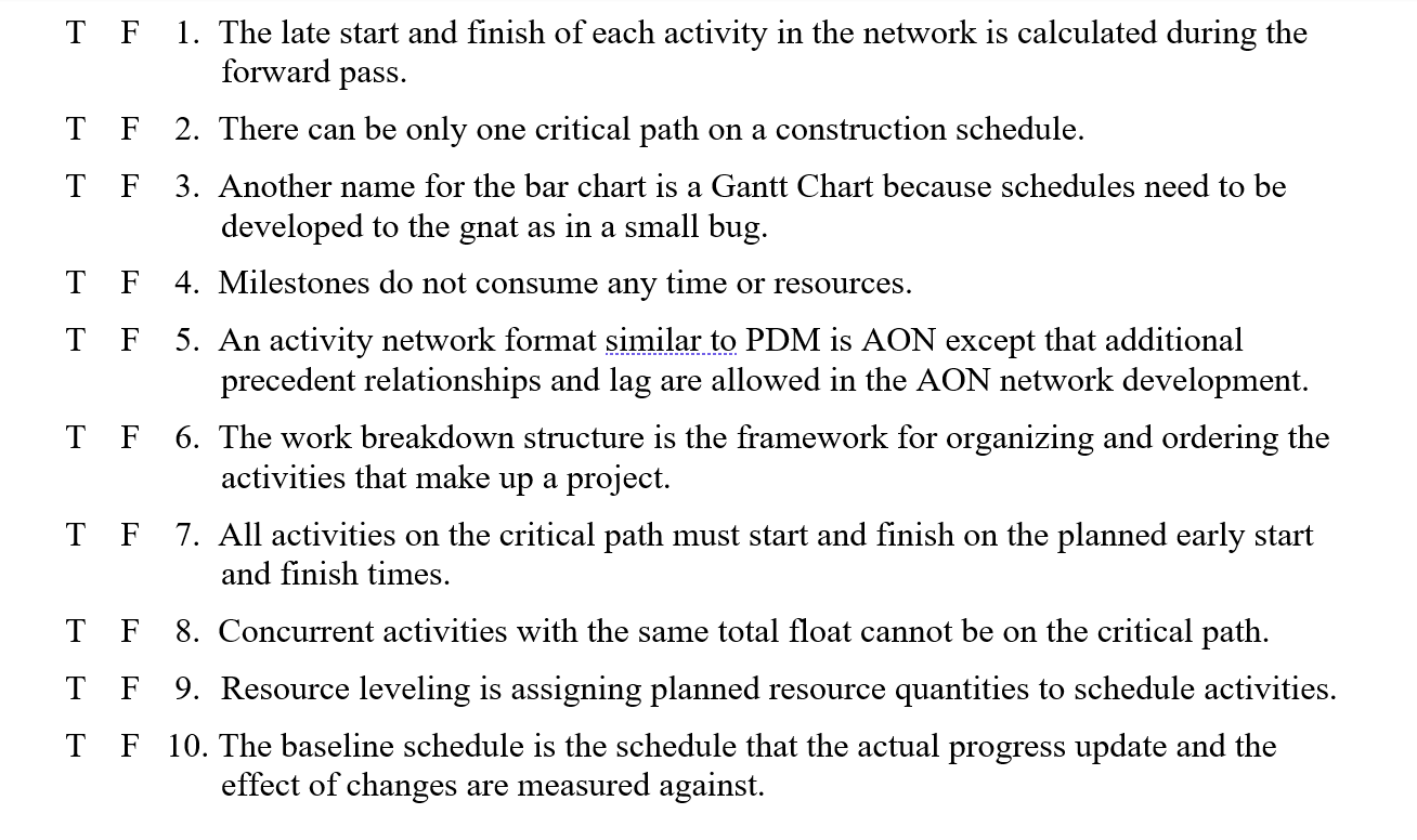 Help please. True or false questions F F T F 1.