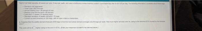 Sa Calle 40 per year, e days per wed, and Demand