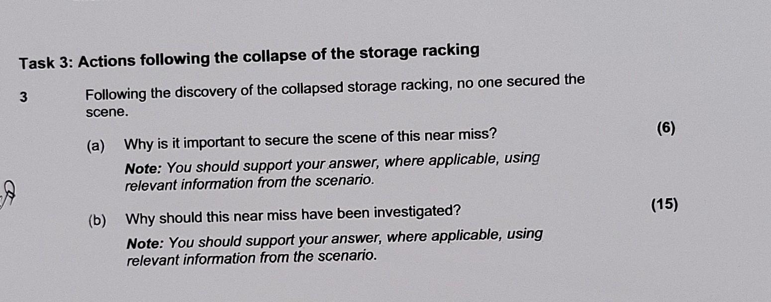 SCENARIO You are a shift supervisor working for
