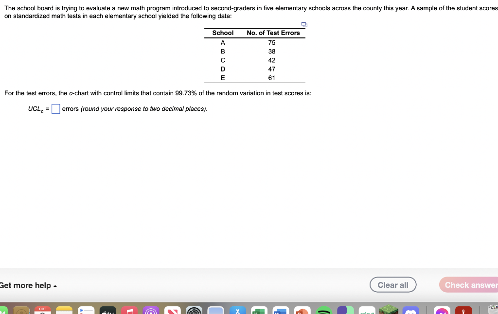 For the test errors, the c-chart with control