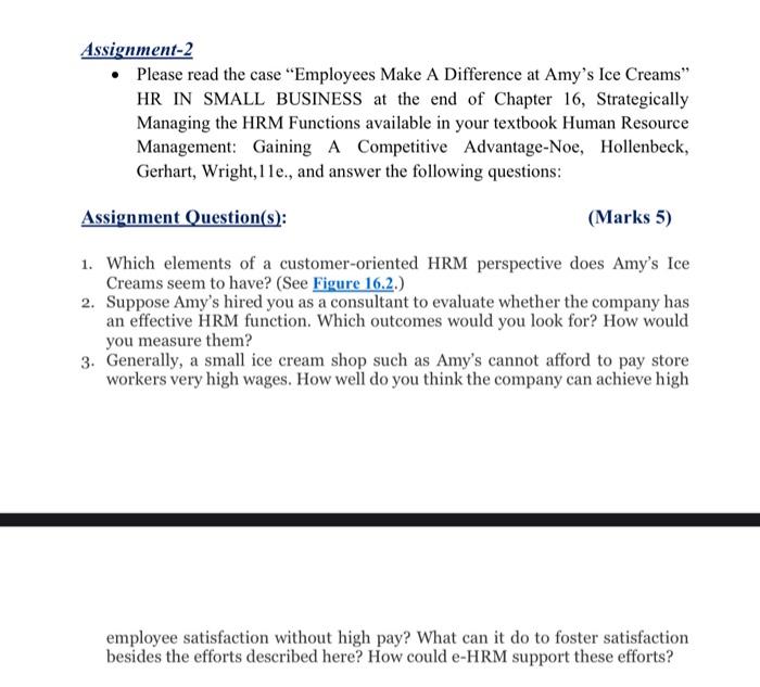 Assignment-2 Please read the case "Employees Make