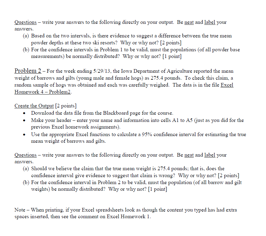 Please answer the following Excel Problems. I