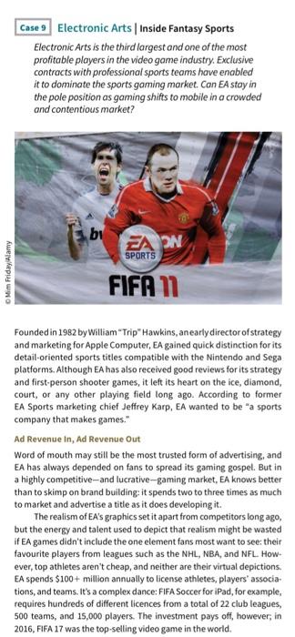 please help, thank you Chapter 9 Case: Electronic