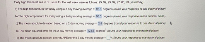 Daily high temperatures in St. Louis for the last