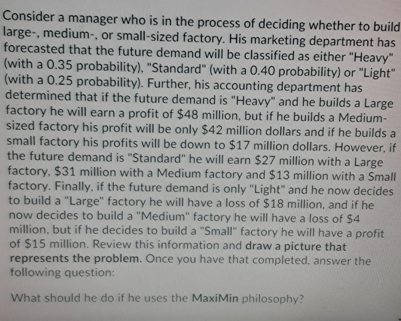 Consider a manager who is in the process of
