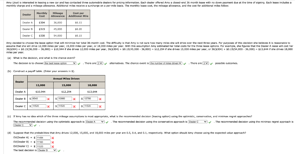 Amy Lloyd is interested in leasing a new car and
