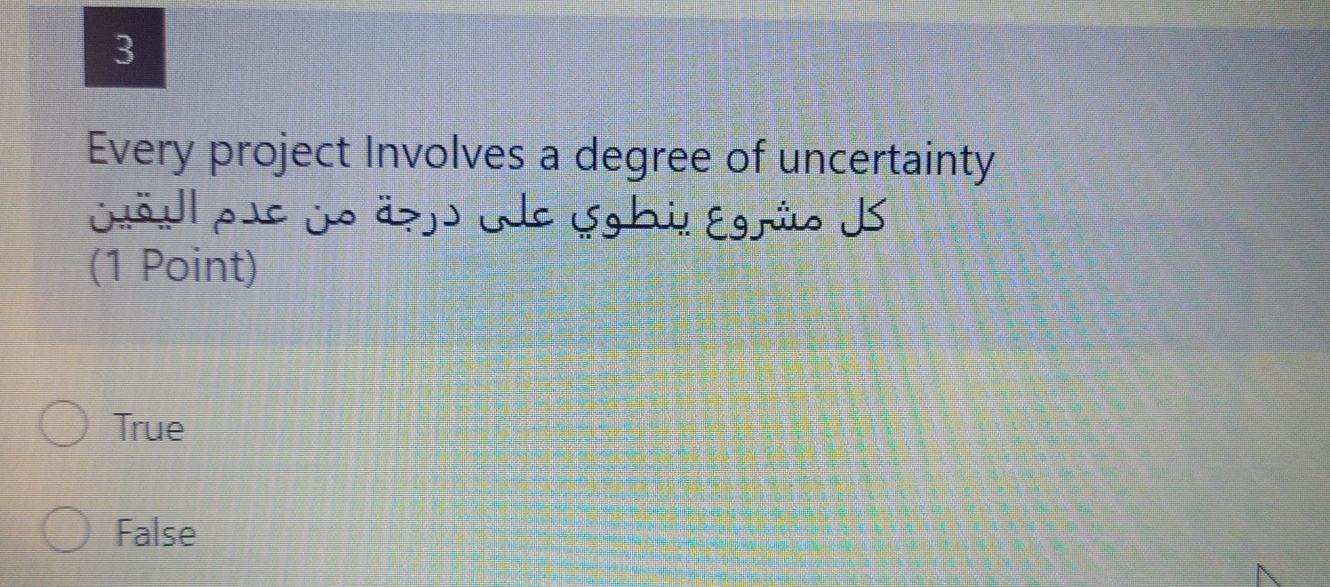 3 Every project Involves a degree of uncertainty