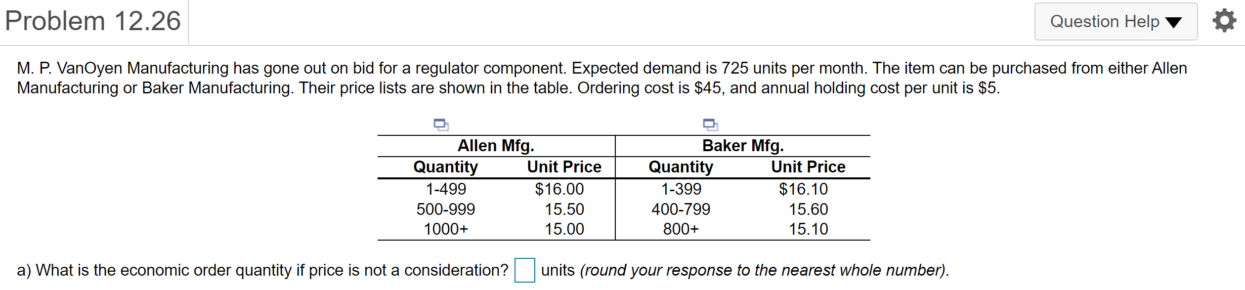 b) Which supplier, based on all options with
