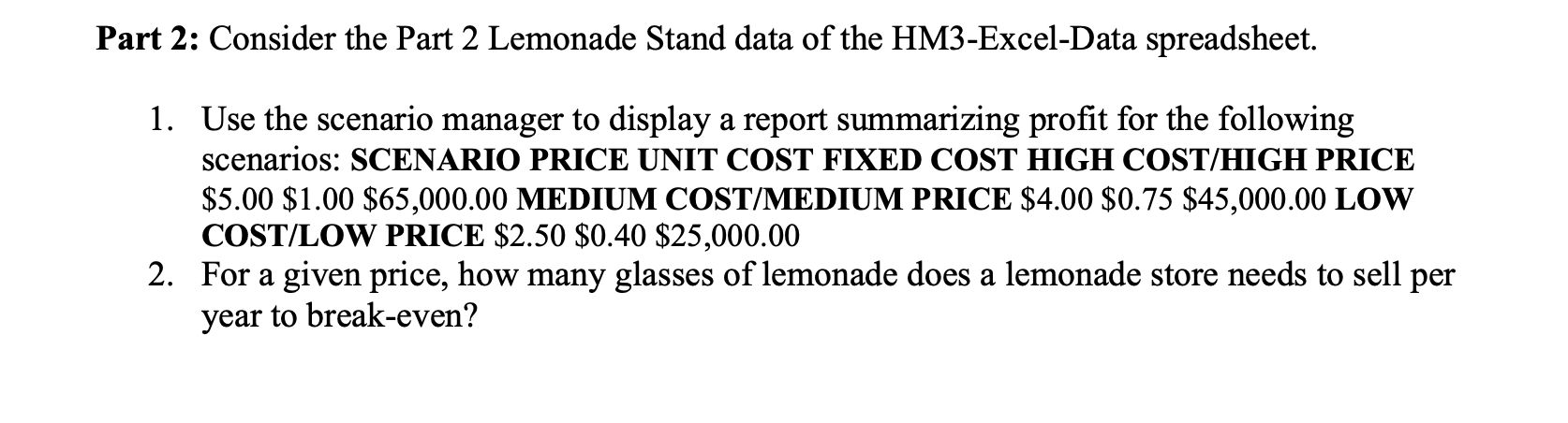Please help solve both part 1 and 2 in excel.