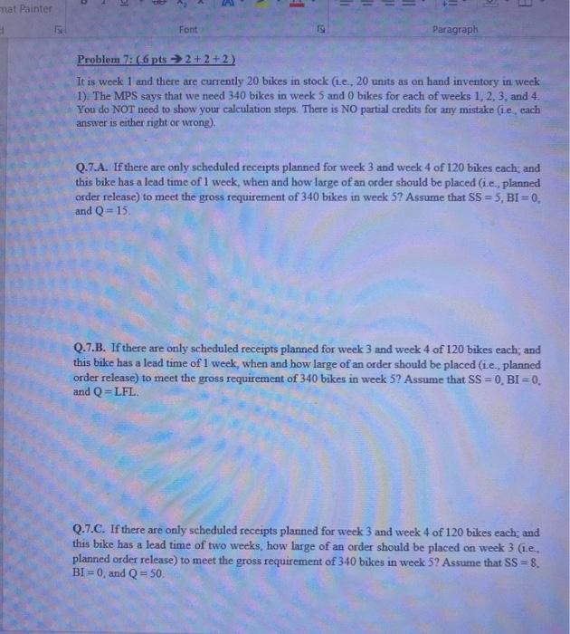 mat Painter Font Paragraph Problem 7: (6 pts