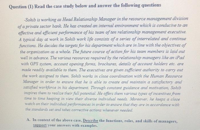 Question (1) Read the case study below and answer