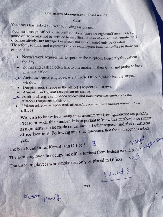 Operations Management - First session Case Your