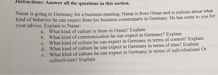 Instructions: Answer all the questions in this