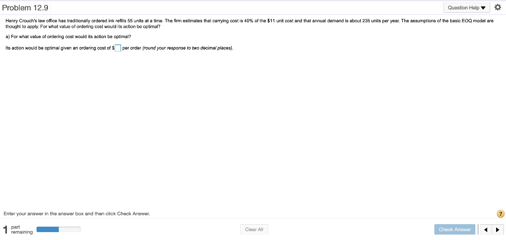 Problem 12.9 Question Help Henry Crouch's law