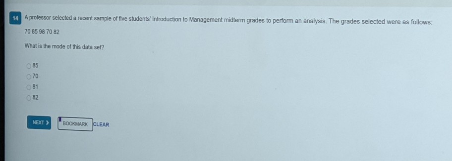 13 A professor selected a recent sample of five
