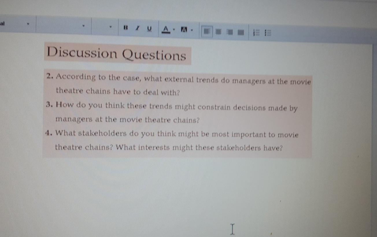 please answer #3. thanks al B / U A Discussion