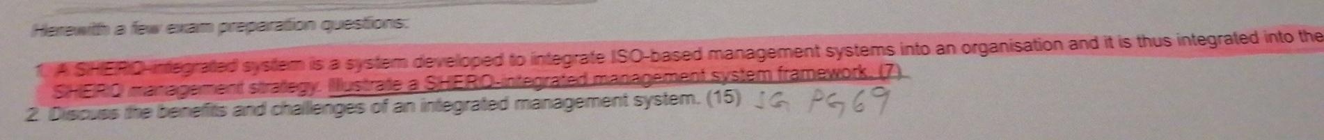 Illustrate a SHERQ-intergrated management system