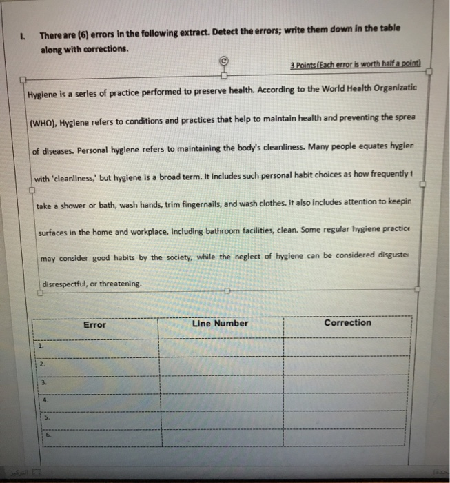 There are (6) errors in the following extract.