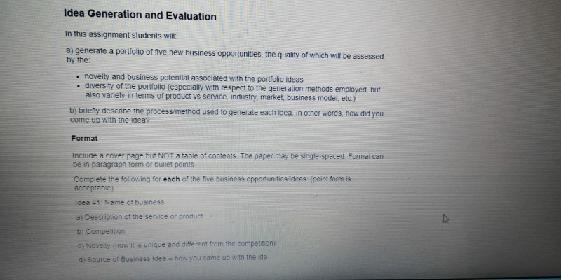 please give a detailed answer Idea Generation and