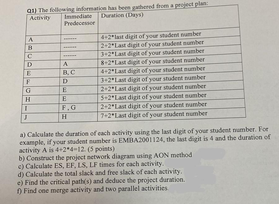 assume the last digit of your stduent number is: