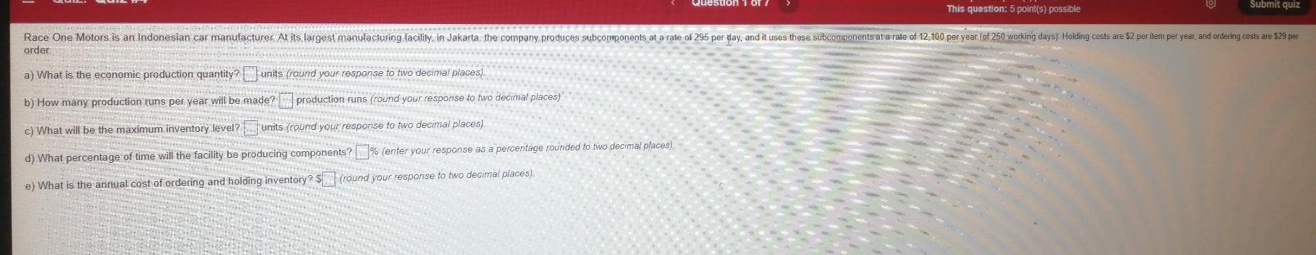 Question 1 of / This question: 5 point(s)