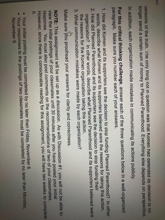 Please Help!!! CASE 5-2 Susan G. Komen for the
