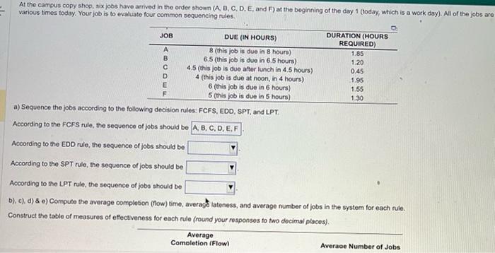At the carrpus copy shop, six jobs have arrived