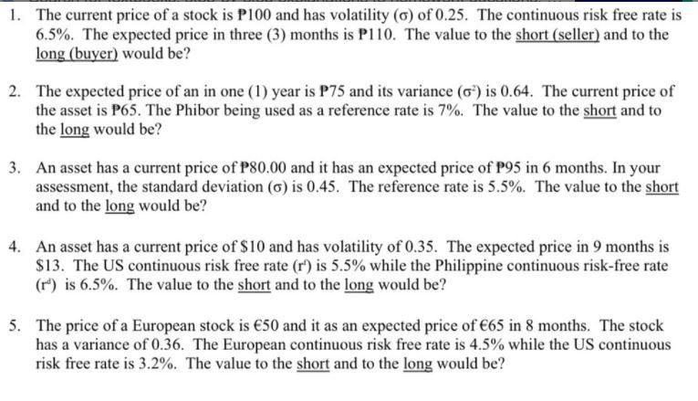 answer as soon as possible 1. The current price