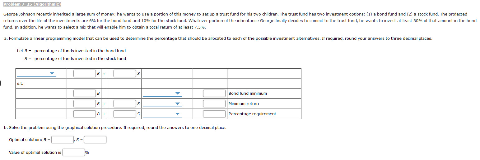 Problem 7-25 (Algorithmic) George Johnson