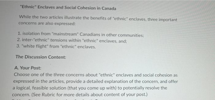 A. Your Post: Choose one of the three concerns