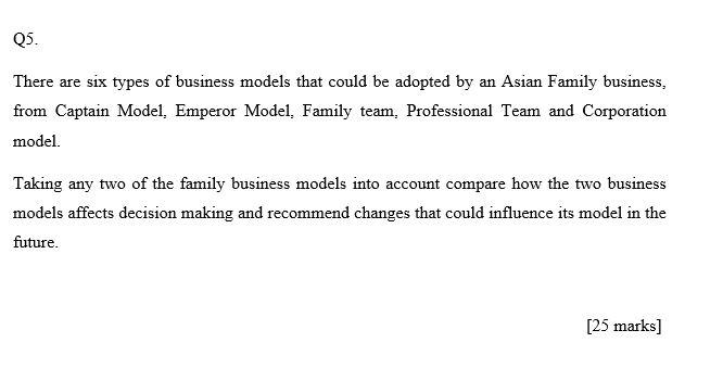 Subject: Family Business. NOTE: NOTE: Pls explain