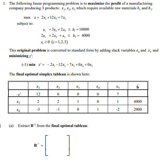 1. The following linear programming problem is to