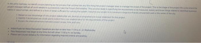 In the units readings, we identify scope planning