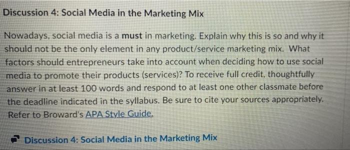 ill like all answer Discussion 4: Social Media in